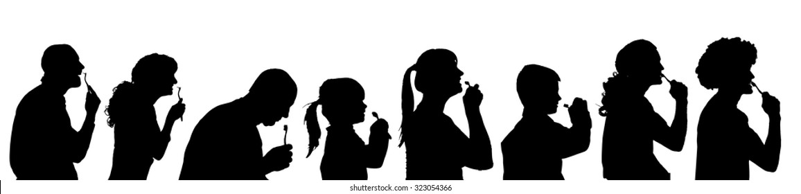 Vector silhouette profile of people on a white background.