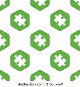 Vector silhouette of puzzle piece in hexagon, repeated on white background