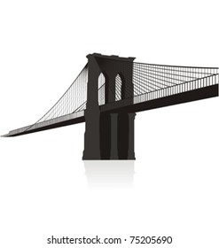 vector of silhouette pylon of bridge, isolated on white