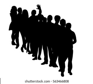 Vector Silhouette Of A Queue,