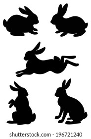 Vector Silhouette Of The Rabbit, Hare