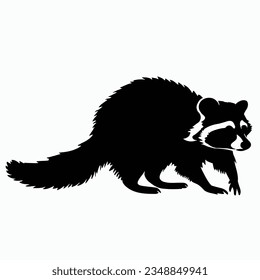 Silueta vectorial de Raccoon, Ilustración curiosa del mapache para temas de animales y naturaleza