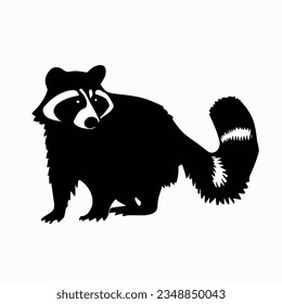 Silueta vectorial de Raccoon, Ilustración curiosa del mapache para temas de animales y naturaleza