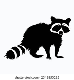 Silueta vectorial de Raccoon, Ilustración curiosa del mapache para temas de animales y naturaleza