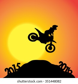 Vector silhouette of a racer who goes for the new year.