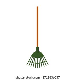 Vector silhouette rake for the garden on a white background. For agriculture and caring for plants and vegetables. Flat design illustration of objects without fill. Vector and stock illustration.