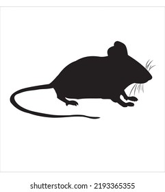 Vector Silhouette of Rat on White Background.