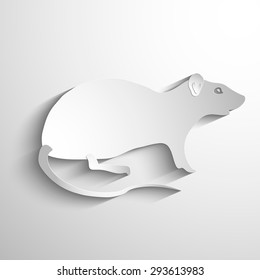 Vector silhouette of the Rat. Vector white symbol or icon