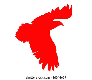 vector silhouette of the ravenous bird on white background