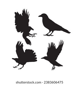 Vector silhouette ravens birds outline sxa