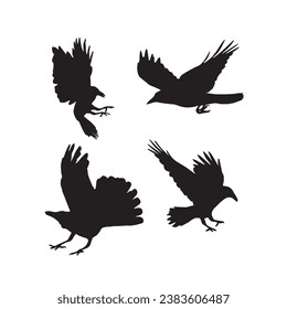 Vector silhouette ravens birds outline sxa