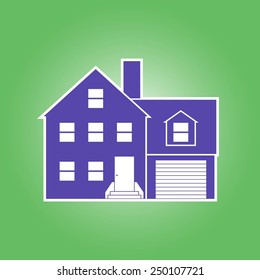 Vector silhouette of real house, isolated on white. Flat design