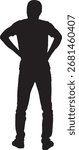 vector,  silhouette of a rear view of a man standing pain on back