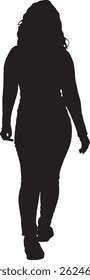  vector silhouette, rear view of a woman walking 
