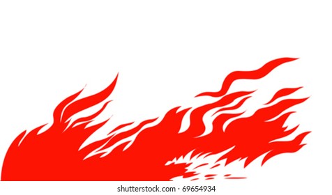 vector silhouette red fire on white background