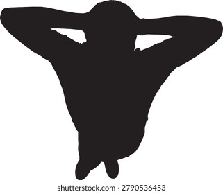 vector, silhouette of  relaxed man with  hands on the nape