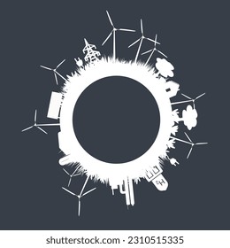 Vector Silhouette - Renewable Energy, Renewable Energy Generation - Power-to-X
