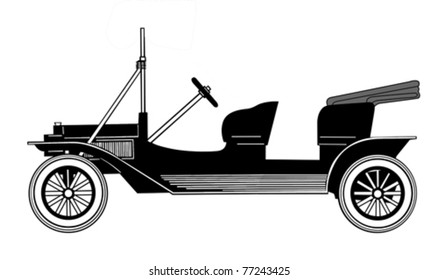 vector silhouette retro car on white background