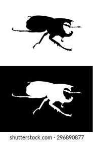 Vector Silhouette Of Rhinoceros Beetle