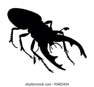 Vector Silhouette Of Rhinoceros Beetle