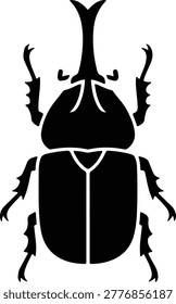 Vector silhouette of a rhinoceros beetle with horn design