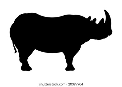 vector silhouette of rhinoceroses