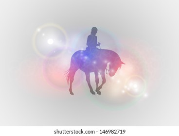 vector silhouette of ridding horse