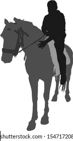 Vector silhouette of the rider on a horse