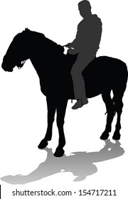 Vector silhouette of the rider on a horse