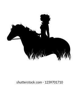 Vector silhouette of riders on horseback.