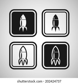 Vector silhouette rocket icon