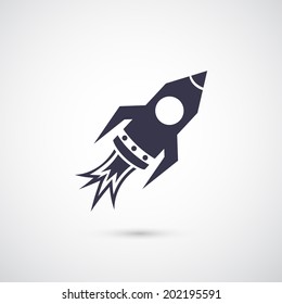 Vector silhouette rocket icon isolated on background