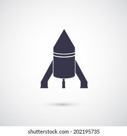 Vector silhouette rocket icon isolated on background