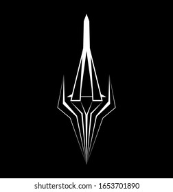 silueta vectorial de un cohete sobre un fondo negro. Icono de aeronave
