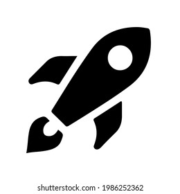 vector silhouette of rocket on white background