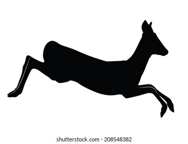 Vector silhouette of Roe Deer doe jump.