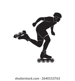 vector silhouette of a roller skater athlete in action