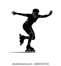 vector silhouette of a roller skater athlete in action