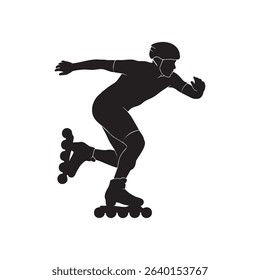 vector silhouette of a roller skater athlete in action