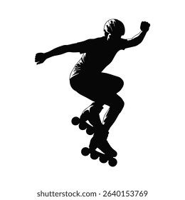 vector silhouette of a roller skater athlete in action