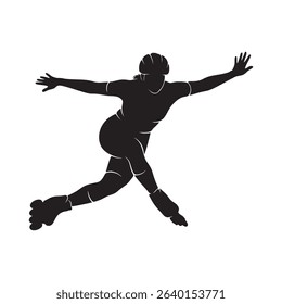 vector silhouette of a roller skater athlete in action