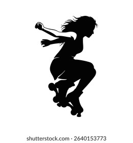 vector silhouette of a roller skater athlete in action
