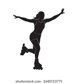 vector silhouette of a roller skater athlete in action