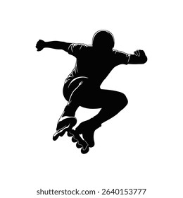 vector silhouette of a roller skater athlete in action
