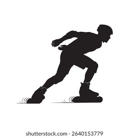 vector silhouette of a roller skater athlete in action