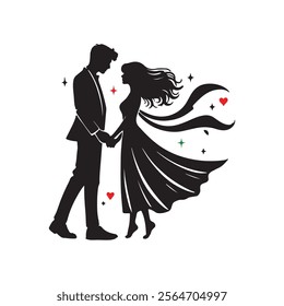 Vector Silhouette of a Romantic Couple