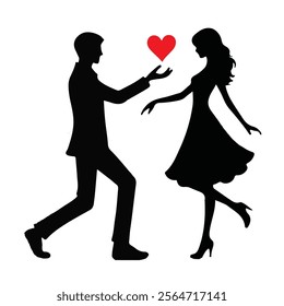 Vector Silhouette Of Romantic Lovers