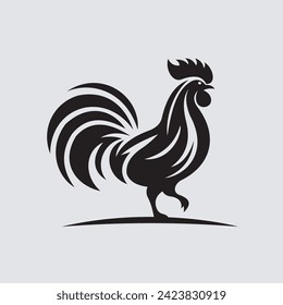 Vector silhouette of the rooster vector icon illustration design