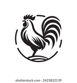 Vector silhouette of the rooster vector icon illustration design