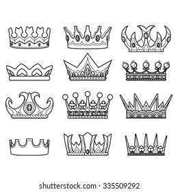 Vector silhouette royal crown icon - big crown collection